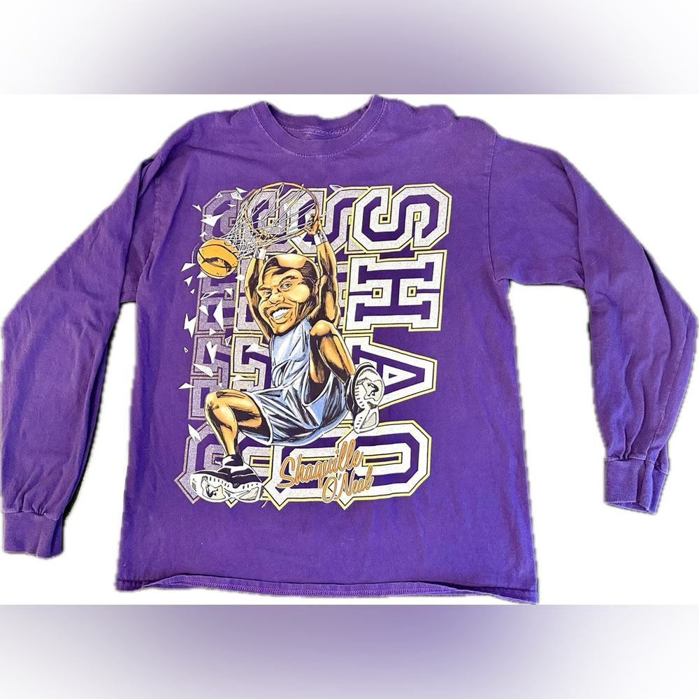 Shaquille O’Neal Long Sleeve Shirt Size Large Purple Orlando Magic NBA Shaqnosis